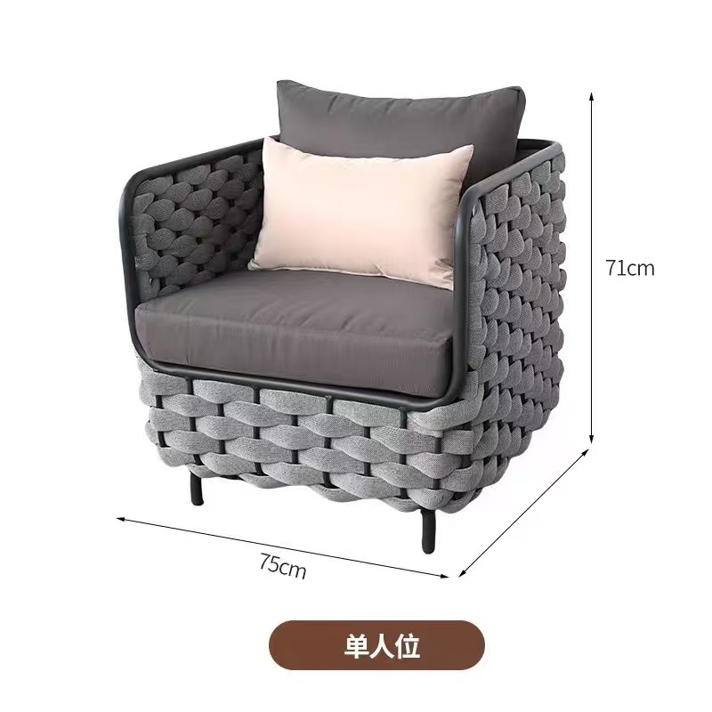 Ventas transfronterizas directas al aire libre de aleación de aluminio caña sofá casual minimalista villa patio terraza hotel interior y exterior