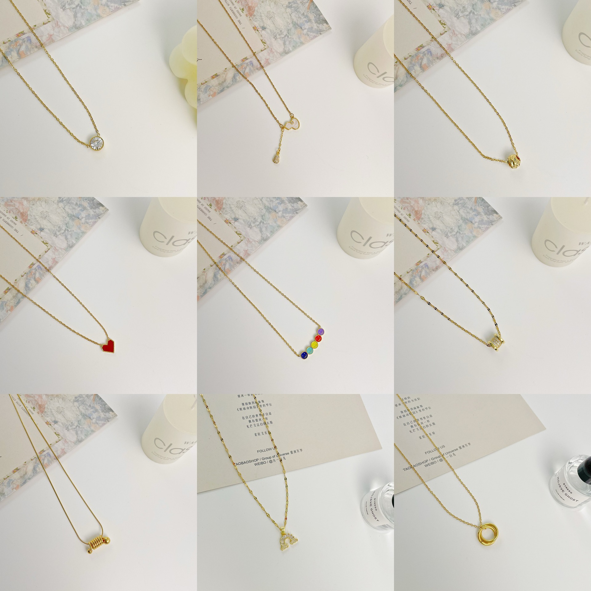 Fashion Round Rainbow Heart Shape Alloy Copper Plating Inlay Rhinestones Opal Shell Pendant Necklace