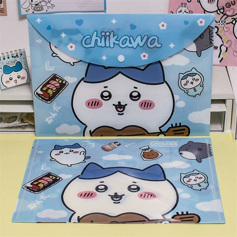 Карман для файлов формата A4 Color Chiikawa Jiyi, сумка для классификации, учебник, спецодежда, бумага для тестов, хранение, застёжка, папка складывающаяся