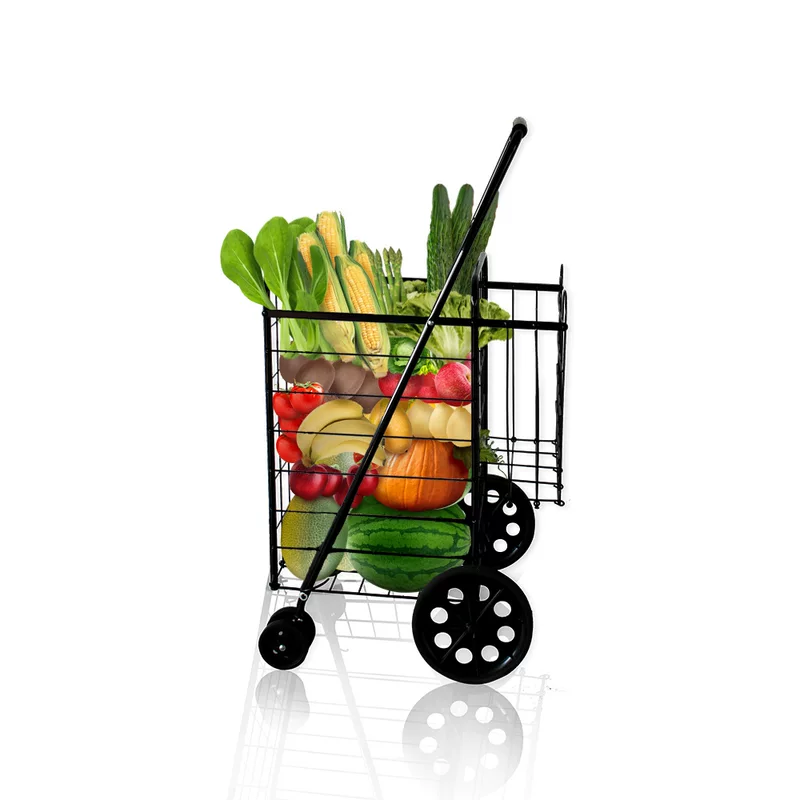 Folding durable handheld grocery shopping cart