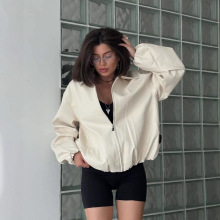 2025秋冬新款纯色拉链长袖棒球服女ins风美式潮牌简约卫衣女批货