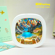新款小夜灯冰箱贴稻城国潮礼品光影旅行旅游家用纸雕四川冰箱贴