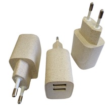 新款可降解外壳双USB充电器 麦秸秆降解外壳PD多口充头 工厂私模