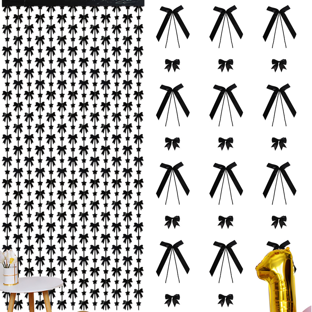 Tema de lazo decoración de fiesta cortina de seda de lluvia colgante de accesorios de lazo de poliéster de bricolaje decoración de pared de fondo de cumpleaños