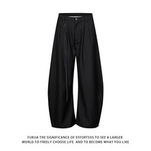 老钱风简约高级感通勤黑色弯刀西裤男女美式垂坠阔腿情侣休闲裤潮