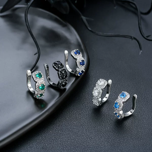 Rock Candy Full Diamond Ear Bone Clip Without Piercing Ear Clip Men's European and American Niche Stylish Large Sugar Cube Flash Zircon Earrings Wholesale