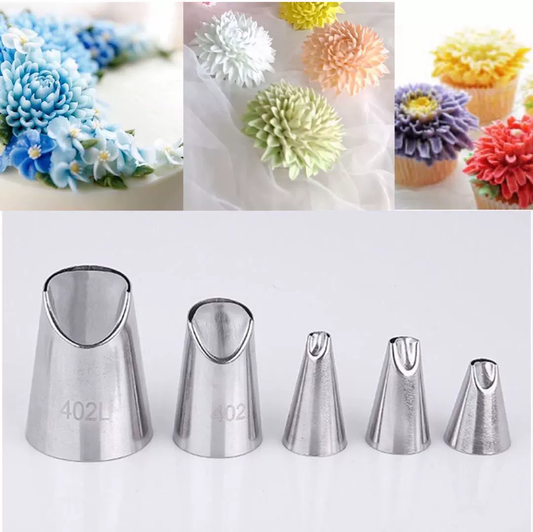 Cake Decorating Piping Nozzles Set, 304 Stainless Steel, Medium Rose Tips (Multiple Patterns)