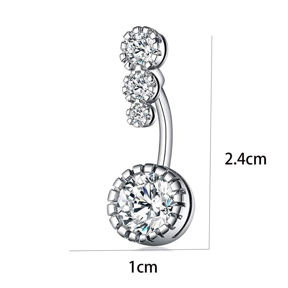 Piercing de nombril élégant en acier inoxydable avec diamant_voghion.com