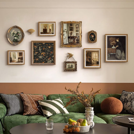 French Niche Art Antique Hanging Painting European Retro Living Room Background Wall Decorative Painting Restaurant Entrance Murals
