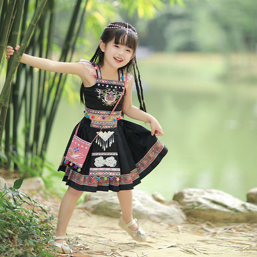 Summer Children's Costume Two-Piece Chinese Style Princess Dress for Girls, Hanfu Ancient Costume, Children's Ethnic Style Performance Costume Set, Wholesale