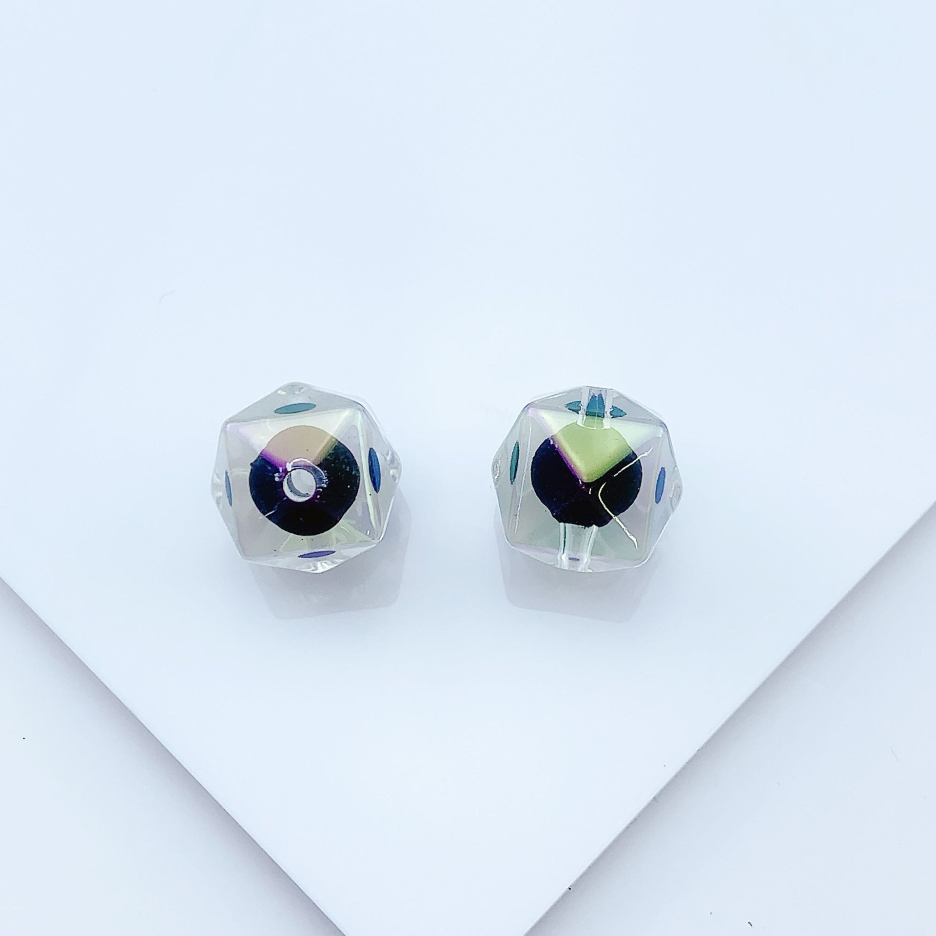 Cuentas de acrílico UV plateado serie oscura con agujero recto, para DIY pulseras, collares, cadenas de teléfono móvil y accesorios de joyería.