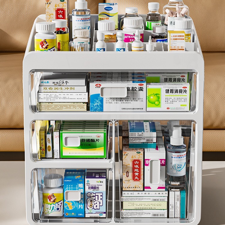 薬箱家庭用薬品薬収納箱医薬箱家庭用大容量多層引き出し式医療小薬箱