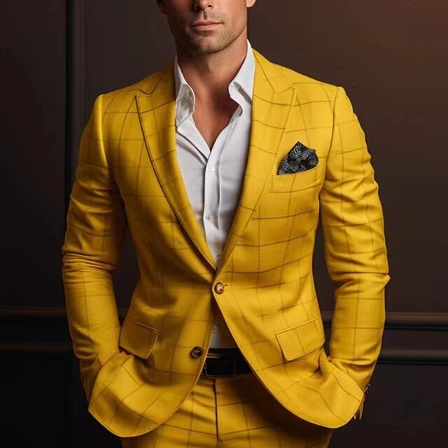 2025 Cross-Border Export Men's Casual Suit All Year Round Spring & Fall Fashion Printed Double Row Suit Jacket Men's Customization