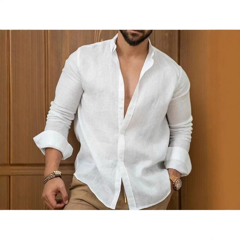 Cross-Border Amazon European and American Independent Site Solid Color Men's Shirt Youth Casual Fashion Lapel Long-Sleeved Shirt Cross-Border Amazon European and American Independent Site Solid Color Men's Shirt Youth Casual Fashion Lapel Long-Sleeved Shirt