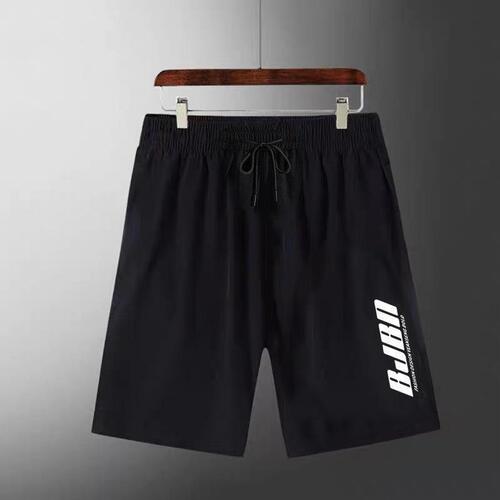 Men's Summer Casual Shorts: Thin Sports Mid-Length Pants, Loose Fit, Black Ice Silk Cropped Shorts for Plus-Size Men