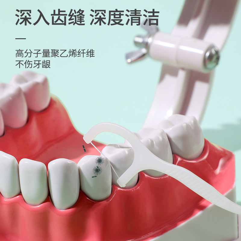 一次性牙線盒裝10支裝隨身便攜式剔牙牙縫清潔口腔護理超細牙線棒