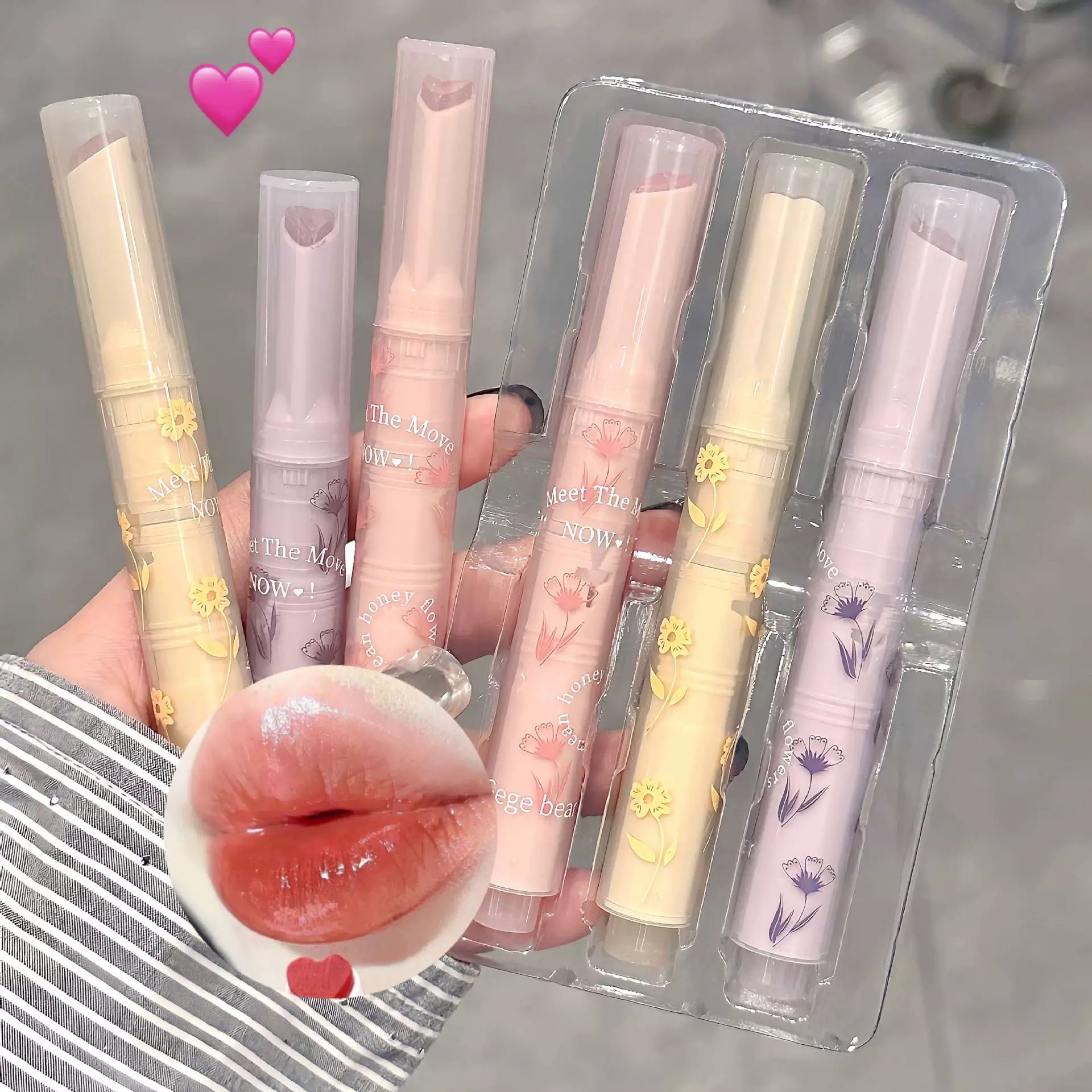 Gege Bear Flower Language Honey Set увлажняющее зеркало зеркало зеркало вода фруктовое желе белая девочка любовь набор помады для губ