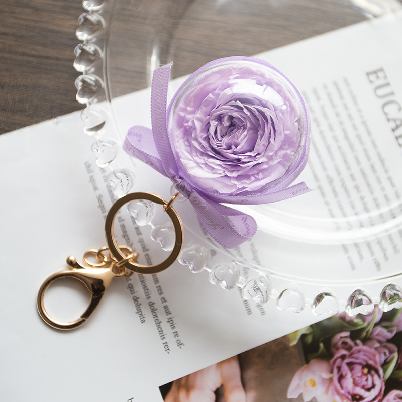 Llavero de flor eterna al por mayor colgante terminado ramo de flores secas Caja de regalo de San Valentín regalo de mano de novias regalo de bendición