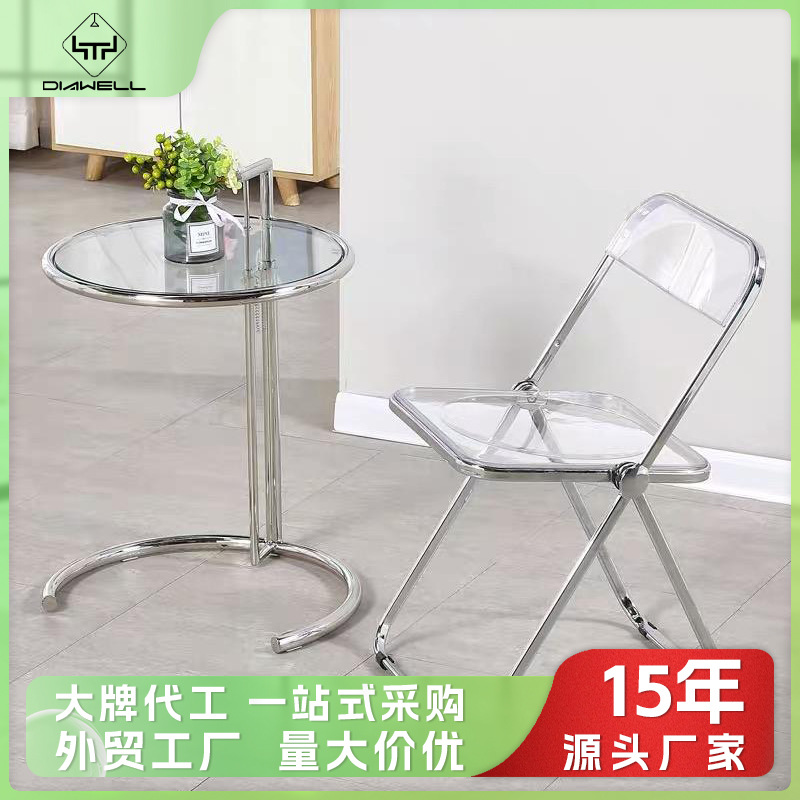 Silla de comedor de acrílico personalizada para uso doméstico, silla plegable de plástico de alta gama para ocio al aire libre, silla de exportación transfronteriza