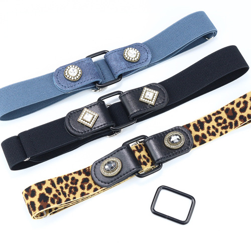 Xiaoxiangfeng Invisible Elastic Lazy Belt Women's Decorative Seamless Elastic Leopard Print Elastic Belt Upgraded Women's Belt