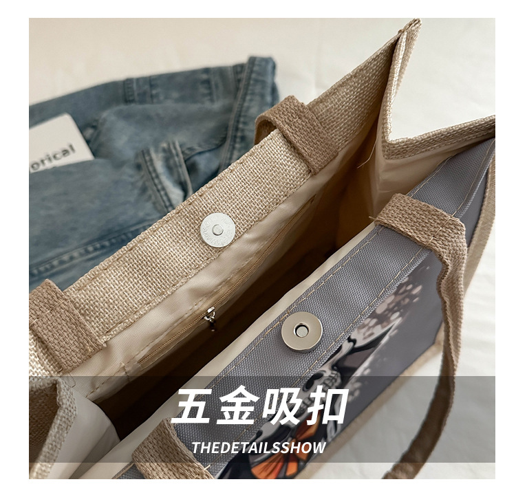 New fashionable skull canvas bag, women's large-capacity tote bag, single-shoulder bag for classes, 2024 fashionable tote bag undefined