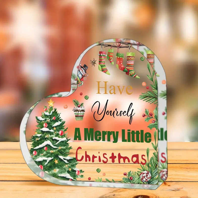 Cross-Border Acrylic Desktop Display New Product Heart-Shaped Thanksgiving Christmas Gift Ins-Style Decoration Transparent Crafts