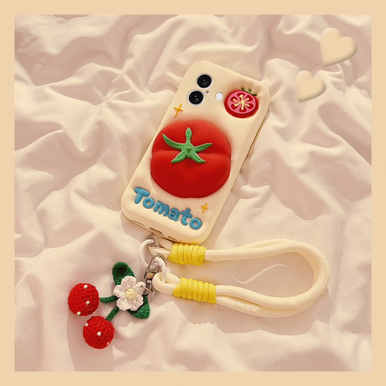 The New Tomato Stand Is Suitable for Iphone16Promax Mobile Phone Case Creative Telescopic Stand 15/14Promax The New Tomato Stand Is Suitable for Iphone16Promax Mobile Phone Case Creative Telescopic Stand 15/14Promax