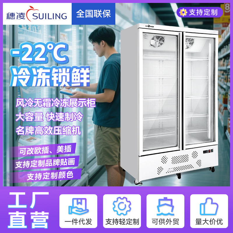 穗凌冰柜展示冷冻柜大容量单温商用冰箱商超冷冻食品立式展示柜