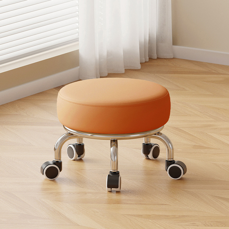 Polia doméstica taburete bajo rueda universal pequeño taburete silencioso rotativo taburete redondo móvil con artefacto moderno y simple