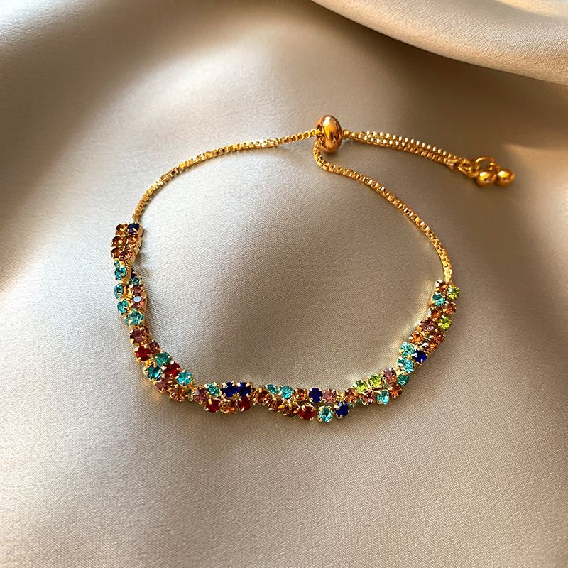 Stackable Colorful Dopamine Zircon Bracelets for Women, Light Luxury Niche Design, Braided Twist Exquisite Bracelets, Hand Jewelry Stackable Colorful Dopamine Zircon Bracelets for Women, Light Luxury Niche Design, Braided Twist Exquisite Bracelets, Hand Jewelry