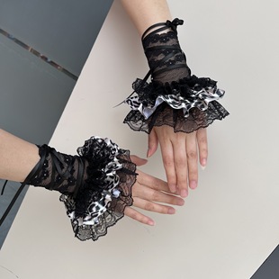 Lolita Lolita Black Gloves Nun Lace Mesh Bow Sleeves Gothic Decorative Hand Sleeves Cos