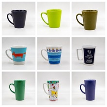 源头工厂陶瓷杯高颜值漏斗杯简约色釉咖啡杯子可定制图案广告杯子