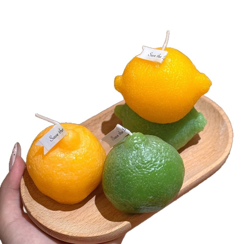 クリエイティブな装飾品レモンの香りのキャンドル卸売フレグランスお土産ギフト模擬フルーツキャンドル|undefined