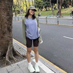 户外运动速干吸湿排汗透气百搭拼色插肩长袖圆领滑雪防嗮打底T恤