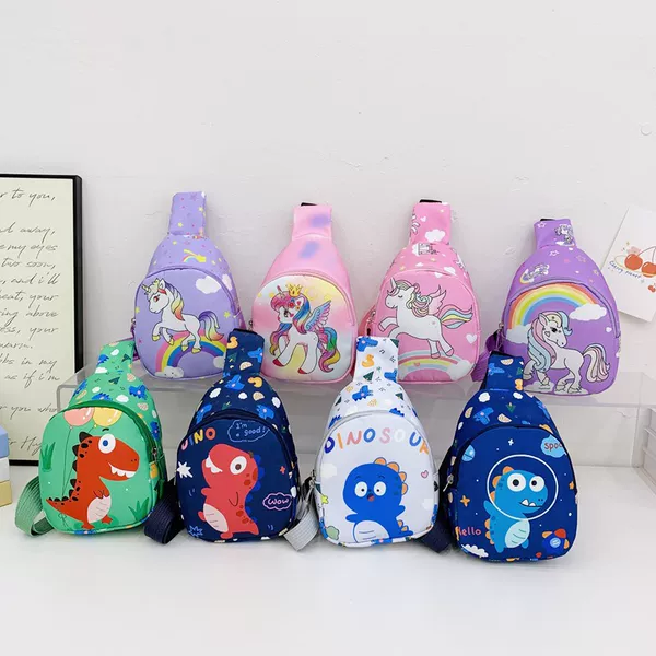2025 New Children's Coin Purse Cartoon Cute Little Dinosaur Boys and Girls Chest Bag Western Style Printed Baby Crossbody Bag