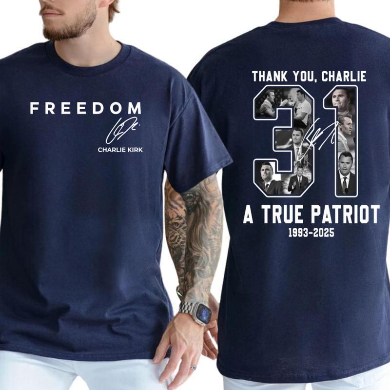【跨境欧码】Freedom Charlie Kirk 2025 T-Shirt , True Patriot|undefined