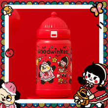 【官方正品】cocomango小红帽子圣诞款儿童保温杯带吸管两用可爱
