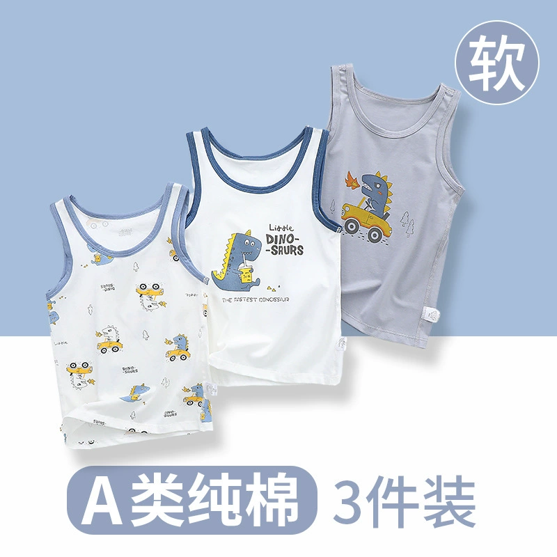 Children's summer cartoon cotton body-friendly soft T-shirt for boys sleevless