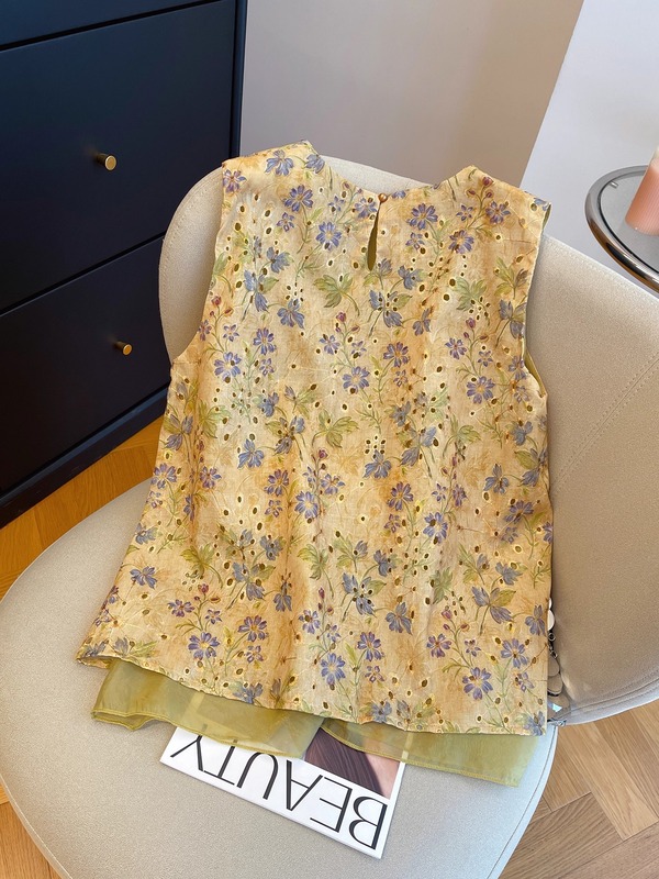新しい中国風国民風ジャカード刺繍中空ベストサスペンダー女性の夏スタイル古代スタイル小花ベスト A4470|undefined