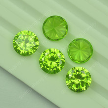 供应 1-12mm圆形人工合成苹果绿色锆石 果绿人造立方氧化锆宝石
