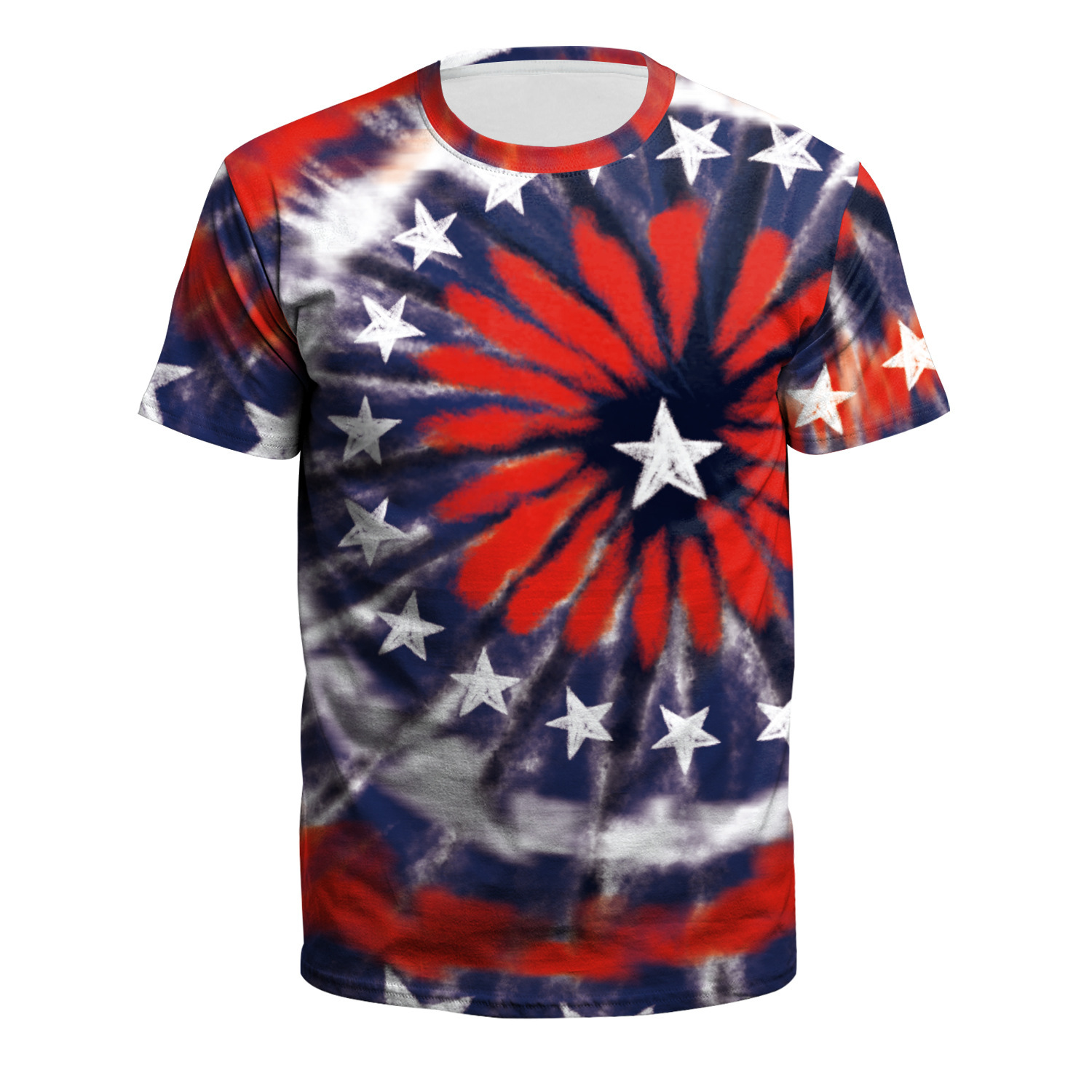 Verano europeo y americano nuevo día de la independencia de los hombres deportes y ocio de manga corta impresión digital cuello redondo camiseta pareja