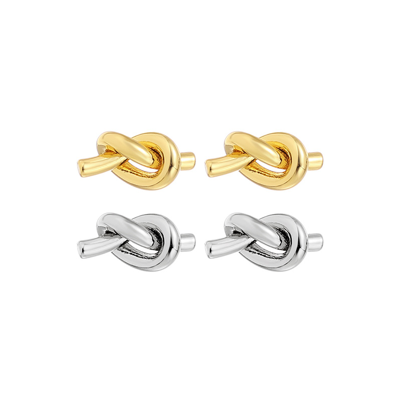 Diseño simple europeo y americano anudado torcido flor pequeños pendientes nicho exquisito retro de alta calidad pendientes de aguja de plata para las mujeres