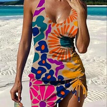 新款欧美渐变彩色爆款亚马逊女士比基尼性感度假印花