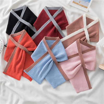 秋冬韩版外搭短款小围巾男女情侣学生百搭针织毛线加厚保暖小围脖|ru