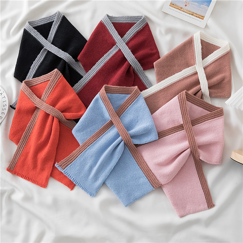 秋冬韩版外搭短款小围巾男女情侣学生百搭针织毛线加厚保暖小围脖|ru