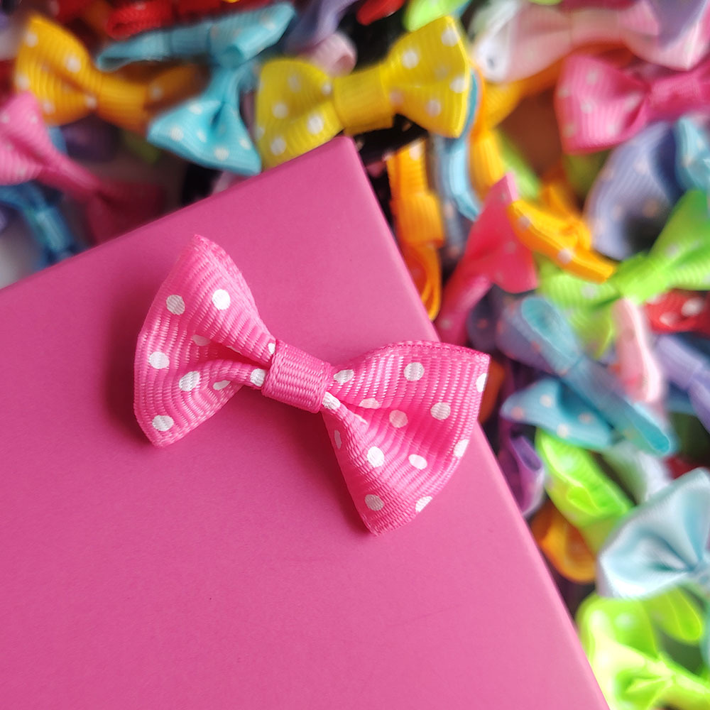 En stock 2,5 cm Polka Dot bolsa cintura arco horquilla DIY accesorios de juguete hilo cintura pajarita embalaje al por mayor