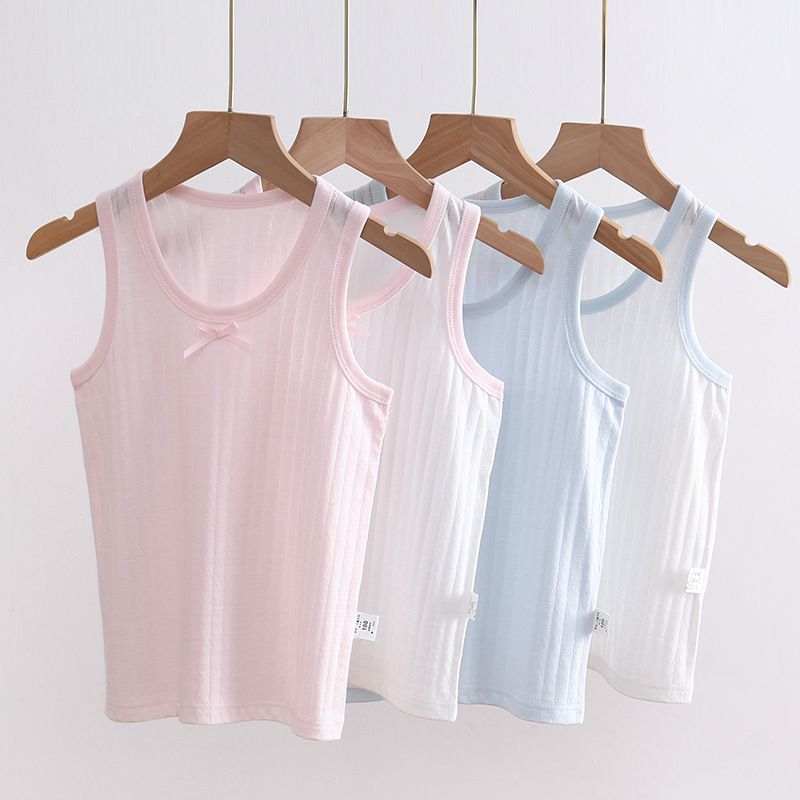 Chaleco infantil de color sólido de verano para hombres y mujeres bebé 100 pijamas finos de algodón sin hueso base transpirable al por mayor