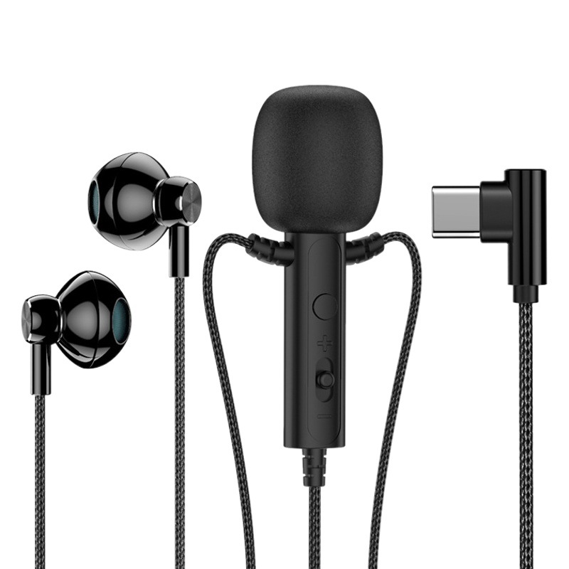 Micrófono Lavalier C91 Tipo-C, Auriculares Digitales para Streamers, Karaoke, Grabación, Juegos, Auriculares Móviles con Cable Delta