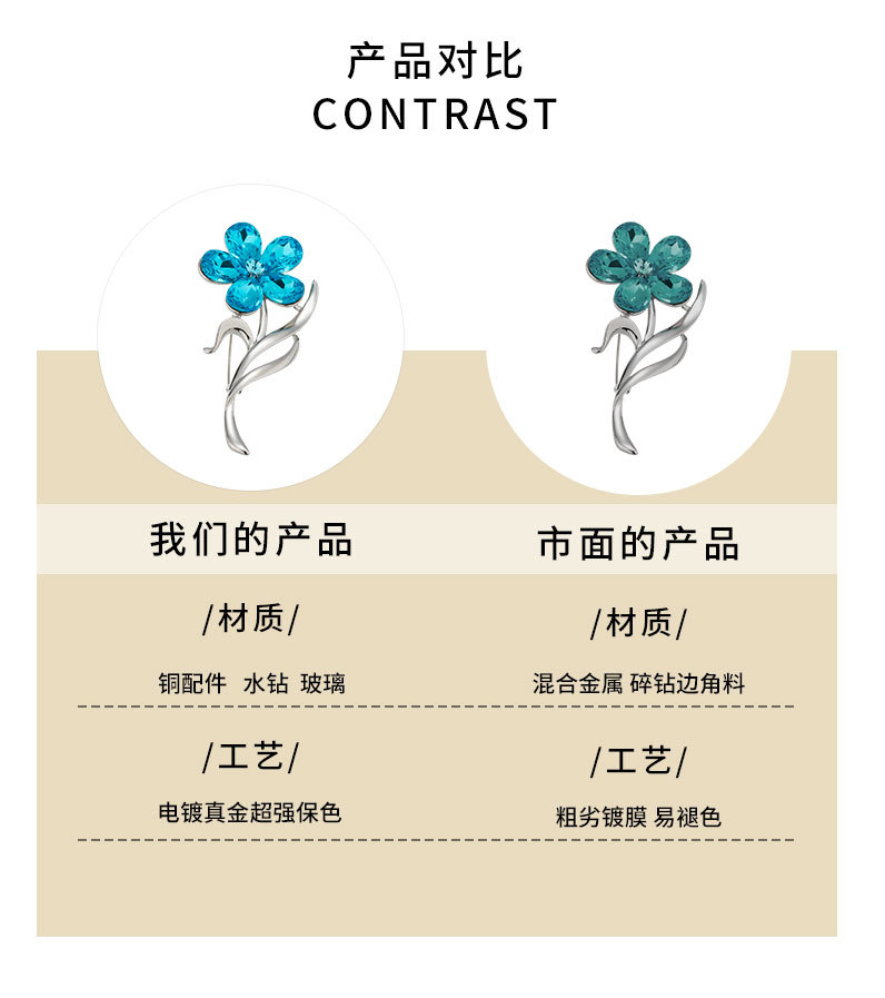 韩版水晶花朵胸针小众高级感精致花朵胸花新款轻奢西装