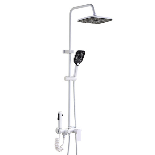 Bathroom white shower set, home use pressure boosting hidden shower system, bathroom shower rain shower head